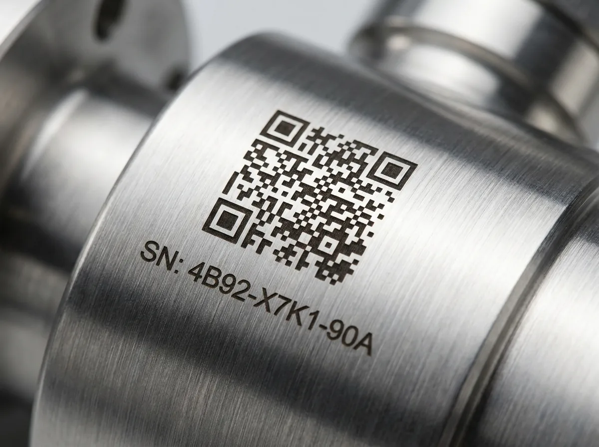 Lasermarkierung mit QR-Code auf Edelstahl-Produkt von LD Manufaktur