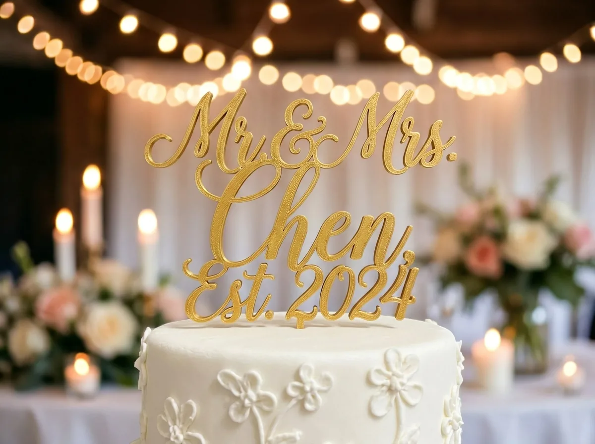 Personalisierter Cake Topper auf Hochzeitstorte von LD Manufaktur