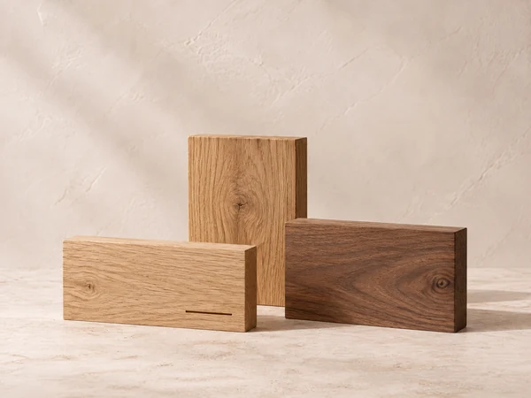 Holzmuster aus Eiche und Nussbaum mit sichtbarer Maserung