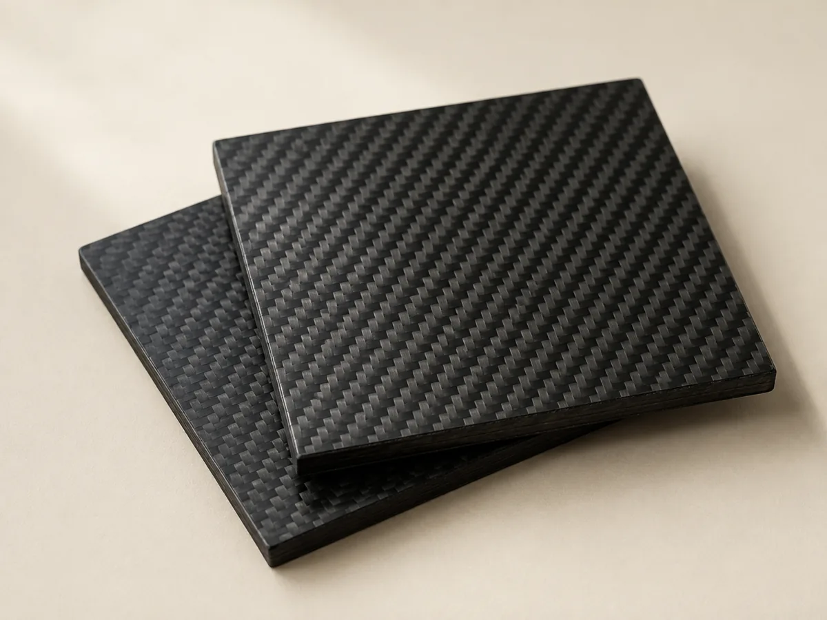 Dunkle Carbon-Verbundplatten mit sichtbarer Gewebestruktur
