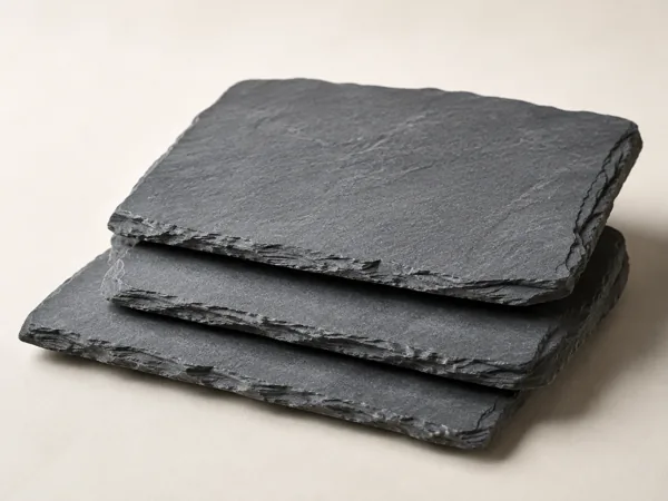 Dunkle Schieferplatten mit natürlichen Bruchkanten