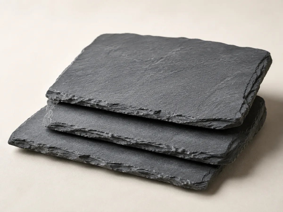 Dunkle Schieferplatten mit natürlichen Bruchkanten